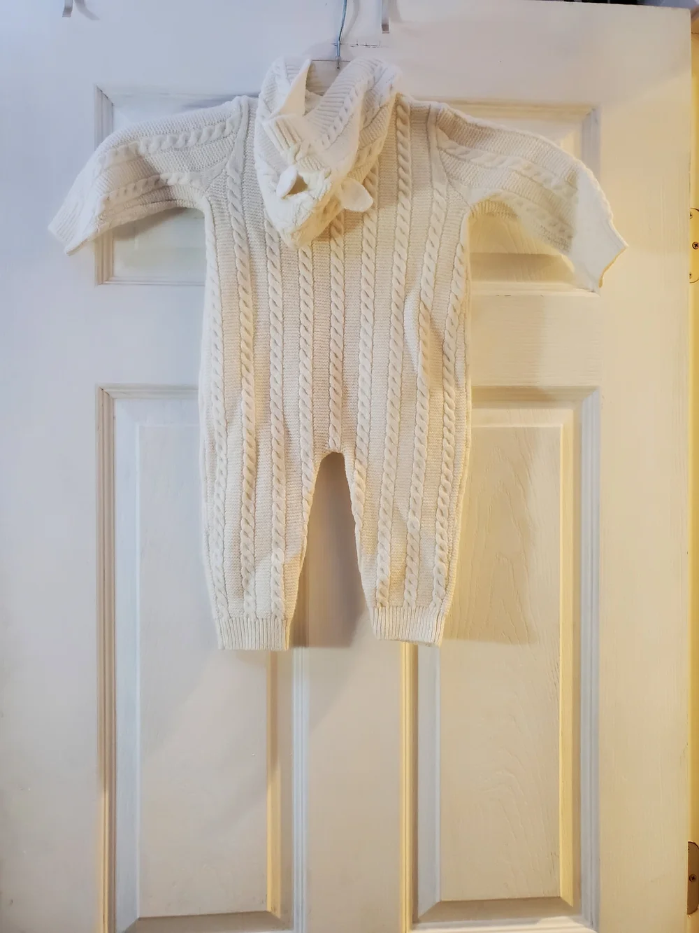 SHEIN Cream Cable Knit Button-Front One-Piece